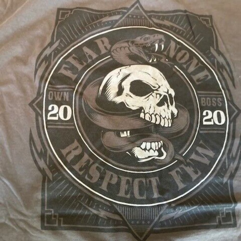Fear None Respect Few Graphic Print T-SHIRT_Men's size 3XL_Color: Gray